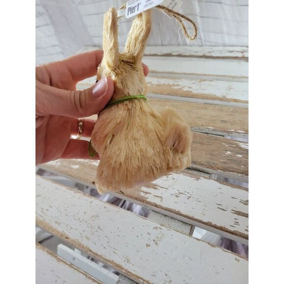 Pier 1 sisal rabbit Easter Bunny ornament home decor flower new - Picture 4 of 5